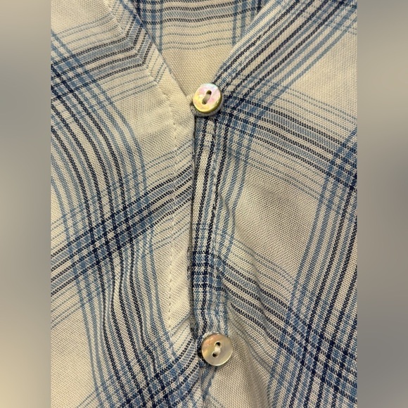 Just In Time Plaid Wrap Top- Blue & White - Picture 11 of 14